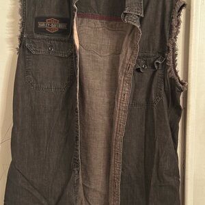 Harley-Davidson Men's Charcoal Denim Vest